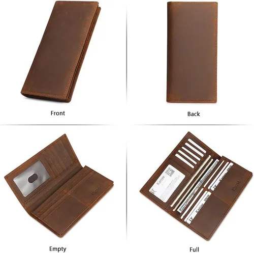 Vista 6 de Kattee cartera plegadiza clásica de cuero para hombre