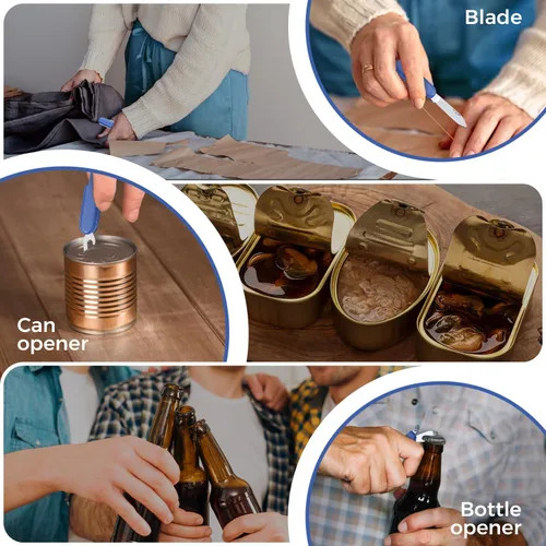 Vista 6 de Cuchillo de bolsillo pequeño 6 en 1 – Llavero multiherramienta – Cuchillo de bolsillo compacto para niños con abridor de botellas, abrelatas