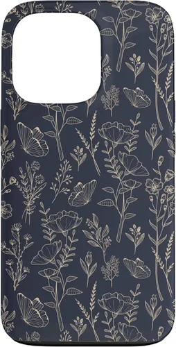 Vista 10 de Butterfly Meadow Botanical Wildflower Pattern (Azul Marino) Funda para iPhone 17