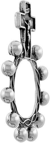 Vista 2 de 3 Styles Sterling Silver Rosary Ring One Mystery Single Decade Ring Rosary Plain and Rosebud Beads 1 1116 inch