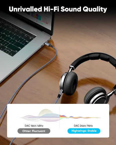 Vista 4 de Highwings Cable de audio auxiliar USB C a 0.138 in (paquete de 2, 3.3 pies) para iPhone 16/15, iPad Pro, Galaxy S23 S22 S21, Android, Pixel