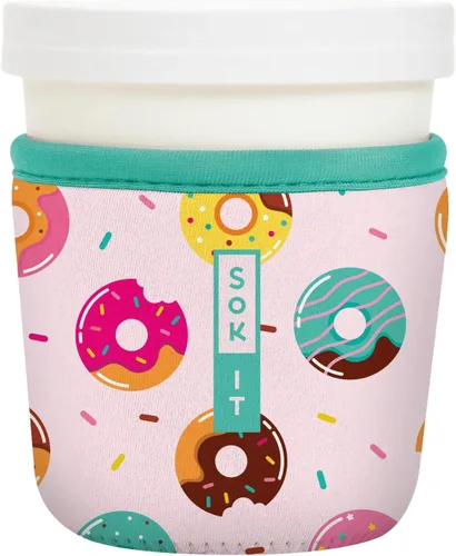 Vista 85 de Sok It IceCreamSok - Funda de neopreno aislada (flores abstractas, pintas de helado cónicas)