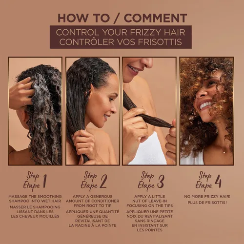 Vista 7 de Garnier Champú y Acondicionador para el Cuidado del Cabello Whole Blendes Suavizante con extracto de aceite de coco y mantequilla de cacao , Aceite