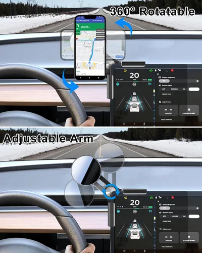 Vista 4 de Soporte para cargador de teléfono Tesla Model Y Model 3 Cybertruck de 15 W [sin luz molesta], cargador de montaje de teléfono para automóvil