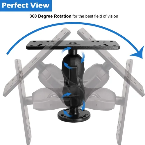 Vista 5 de Soporte para buscador de peces de brazo corto con bola de 1.5 pulgadas, montaje electrónico marino, placa de montaje universal con adaptadores