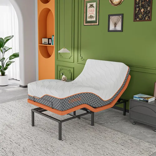 Vista 12 de ESHINE Base de cama ajustable individual XL con colchón híbrido de 14" Inclinación de almohada, control por aplicación inteligente, gravedad cero