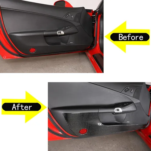 Vista 2 de Kit antipatadas para panel de puerta interior de automóvil, compatible con Chevy Corvette C6 2005-2013, fibra de carbono para puerta de automóvil