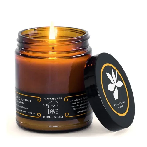 Vista 2 de Velas aromáticas de aromaterapia Apothecary Amber Jar Coconut was with Real Essential Oils 7 oz (Jinger & Vanilla Planifolia)