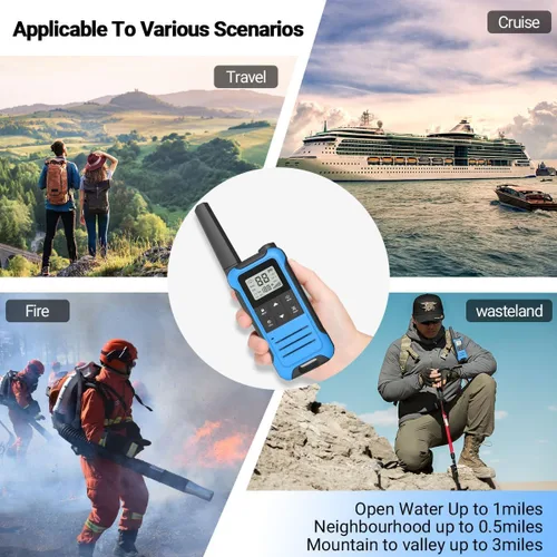 Vista 4 de Walkie Talkies de largo alcance para adultos, Walkie Talkie recargable Baofeng F22 FRS Radio Walky Talky Familia Walkie-Talkie con batería de 1400