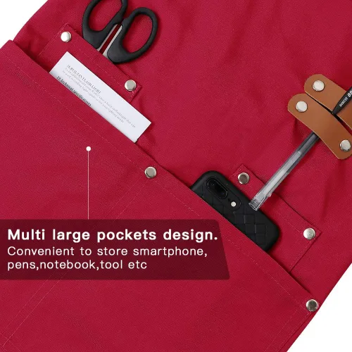 Vista 3 de Delantal de chef, delantal cruzado para hombres y mujeres con correas ajustables y bolsillos grandes, de lona, M - 2EG.