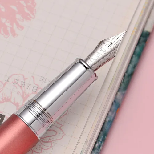 Vista 5 de Asvine Hongdian 620 Pluma estilográfica de metal rojo extra fina pluma clásica pluma oficina escritura con caja de metal
