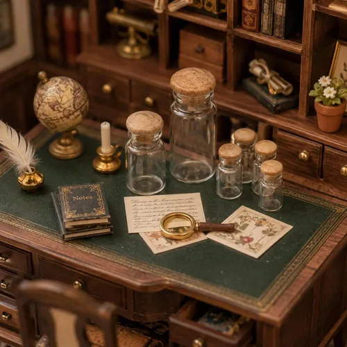 Vista 5 de LOGOFUN Botella de cristal miniatura de casa de muñecas con corcho de 24 piezas