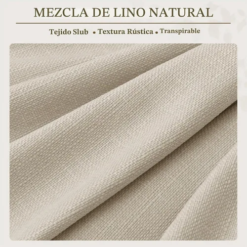 Vista 2 de TWODRAPES Juego de 2 paneles de cortinas plisadas de lino de 96 pulgadas de Avena