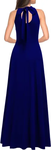 Vista 2 de WOOSEA Vestido largo de cóctel de noche con abertura en línea A y cuello alto para mujer