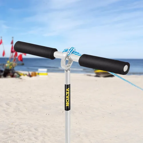 Vista 8 de VEVOR Anclaje de arena, barrena de 18 pulgadas de longitud para la playa y barra de arena, anclaje de tornillo de acero inoxidable 304 con mango
