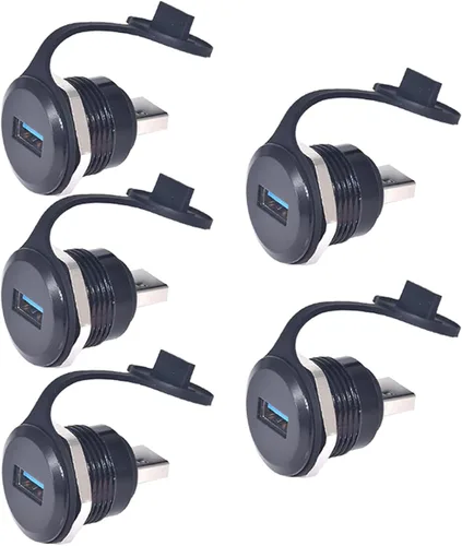 Vista 8 de PENGLIN 2 adaptadores USB 3.0, doble USB macho a hembra, conector de montaje en panel, soporte de datos/cargador, para laptop, teclado, smartphone