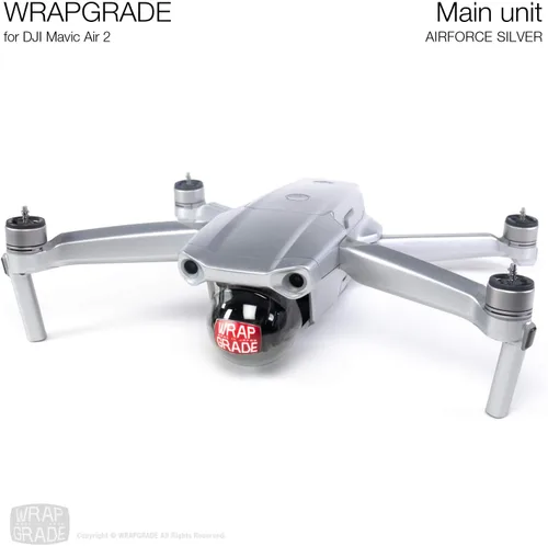 Vista 3 de Wrapgrade Unidad Principal Skin Compatible con DJI Mavic Air 2 (Airforce Silver)