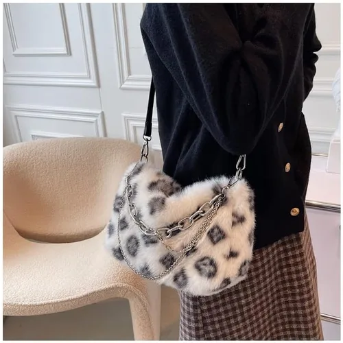 Vista 2 de Bolso cruzado de hombro con estampado de leopardo 2022 con cadena de moda con un solo hombro para axila, bolso Y2K