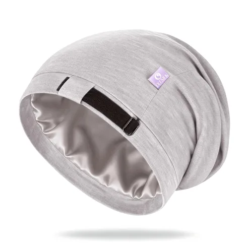 Vista 20 de OLESILK Gorro de seda para cabello rizado, gorro de seda para dormir, unisex, mediano, negro