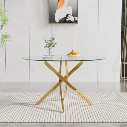 Vista 8 de HomVent Juego de mesa de comedor redonda de vidrio de 3 piezas, juego de mesa de cocina de vidrio redondo para 2 personas con 2 sillas de comedor