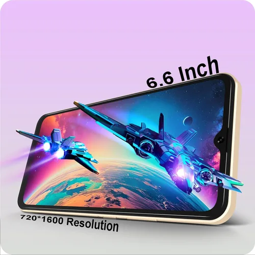 Vista 4 de A3 4G teléfonos Android desbloqueados 6.6” pantalla HD+ Android 12 teléfono inteligente Octa-Core 6(3+3)+16GB/256 TF Dual SIM teléfono celular Dorado