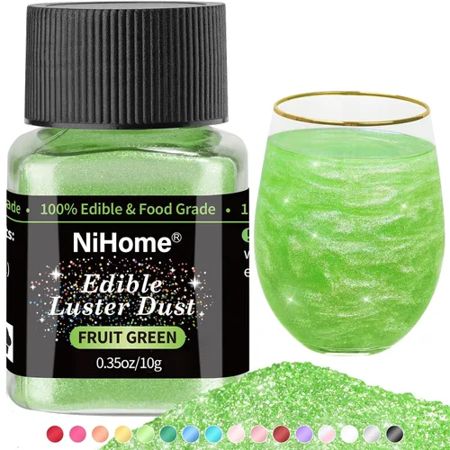 Vista 35 de NiHome Polvo brillante comestible de grado alimenticio con purpurina para decoración de alimentos, polvo metálico para bebidas, vino, bebidas, Blanco