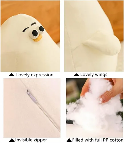 Vista 5 de NatureMan Lindos juguetes de peluche de pollo gordo de gaviota, divertida almohada de pollo de dibujos animados, regalo creativo para niños y niñas