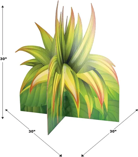 Vista 2 de Beistle Cartón de 30 x 30 pulgadas con temática hawaiana 3D de césped tropical Luau para fotos, decoración de fiesta de selva, fabricado en Estados