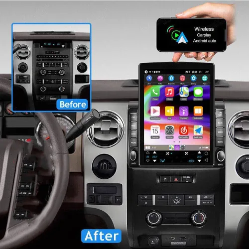 Vista 2 de 9.7 ''pantalla táctil vertical radio del coche para Ford F150 2009 2010 2011 2012 2013 2014 con Carplay inalámbrico Android Auto Bluetooth GPS WiFi