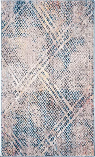 Vista 2 de SAFAVIEH Monray Collection - Alfombra decorativa de 3 x 5 pies, azul y multicolor, diseño moderno abstracto envejecido, no desprende pelusa