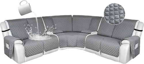Vista 10 de HDCAXKJ Fundas de sofá seccional reclinable 100% impermeable, forma de L, funda de sofá reclinable lavable acolchada suave para mascotas, perro