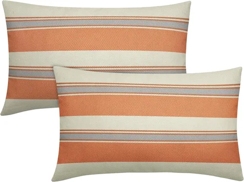 Vista 32 de Juego de 2 fundas de almohada a rayas negras y marrones de 16 x 16 pulgadas, diseño de rayas bohemias con estampado de rayas color crema, fundas