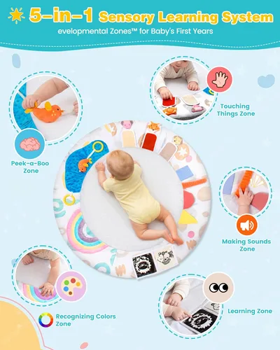 Vista 3 de Gimnasio y tapete de actividades para bebés con 5 juguetes para 0-12