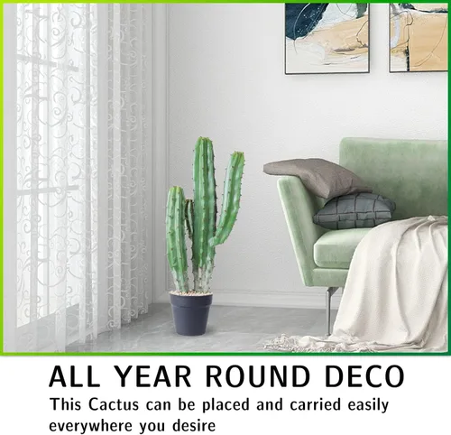 Vista 6 de Cactus artificial grande de 25 pulgadas para decoración del hogar, jardín, oficina, tienda