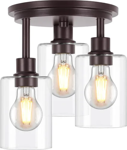 Vista 15 de ROTTOGOON Lámpara de Techo Semiempotrada, Accesorios de Luz de Techo de 3 Luces Cerca del Techo, Accesorios de Luz de Cocina Negro Mate