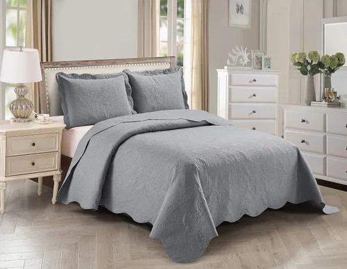 Vista 13 de Kids Zone Home Collection - Juego de colcha grande en relieve elegante, color liso, peso ligero, nuevo #Stacy (Beige, Twin)