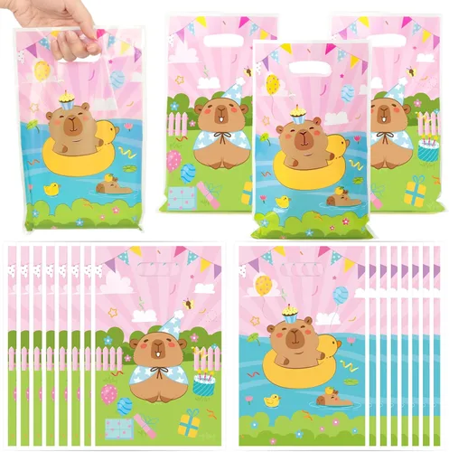 Vista 32 de Bolsa de Regalo para Primera Fiesta de Cumpleaños Oso 50Pcs Bolsas de Dulces y Regalos con Oso Marrón Dulces y Golosinas para Fiesta Temática Oso