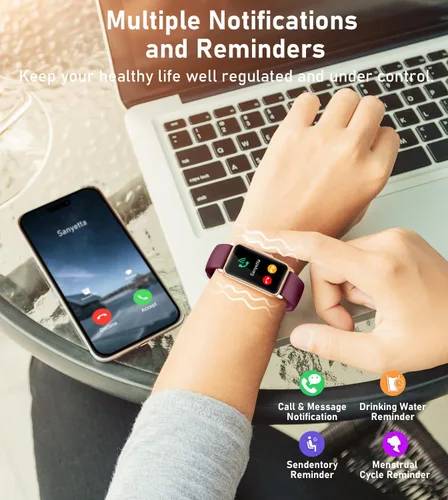 Vista 9 de Smart Watch Health Fitness Tracker with 24/7 Heart Rate, Blood Oxygen Blood Pressure Sleep Monitor, 115 Sports Modes, Step Calorie Counter Pedometer