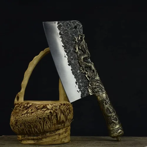 Vista 2 de Cuchillo de carne, cuchillo de carne forjado a mano de 7.5 pulgadas, cuchillo de cocina de hoja afilada, cuchillo de cocina China Longquan