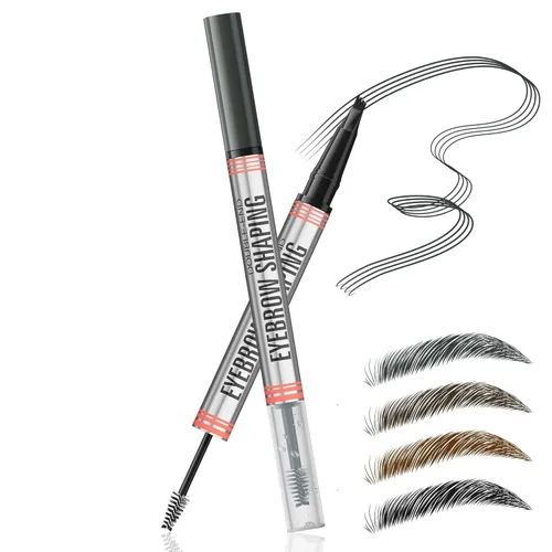 Vista 10 de Lápiz de cejas 2 en 1 con gel, 2025 nuevo lápiz mágico impermeable para cejas, bolígrafo de cejas microblading 3D de doble punta con 4 puntas