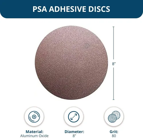Vista 2 de Benchmark Abrasives Discos PSA de óxido de aluminio de alta calidad de 8 pulgadas, discos de lijadora orbitales aleatorios autoadhesivos para lijar