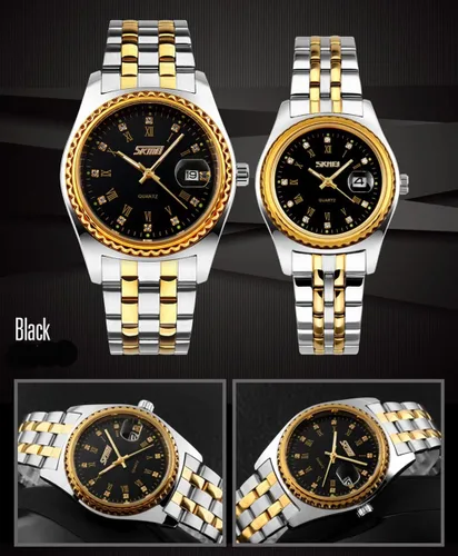 Vista 7 de SKMEI Watches for Couples Men and Women His and Hers Pair Watch Set Husband Wife Valentines Matching Wedding Gifts Classic Stainless Luxry Business