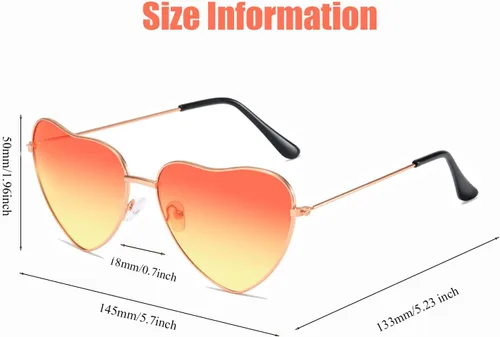 Vista 2 de 6 pares de lentes de sol de corazón para mujer, despedida de soltera, gafas de sol hippie para mujer