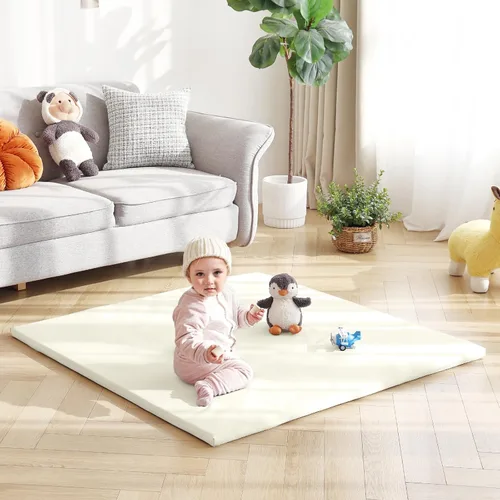 Vista 7 de Alfombra de juego para bebés de 48 x 48 pulgadas, gruesa, antideslizante, para bebés y niños pequeños. Plegable, fregable, inodoro y suave, ideal