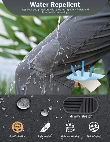 Vista 4 de Shallowlulu Pantalones cargo de senderismo para hombre de secado rápido ligeros resistentes al agua transpirables pantalones de trabajo para hombres