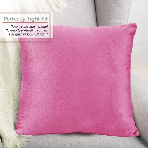 Vista 4 de Nestl Fundas de almohada decorativas, acogedoras fundas de almohada de terciopelo de color rosa claro de 20 x 20 pulgadas, suaves fundas de almohada