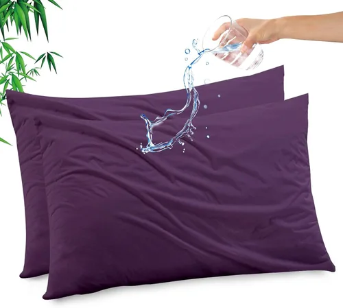 Vista 17 de Funda de almohada impermeable de bambú y rayón de Gogreen, funda de almohada transpirable, protector de almohada refrescante con cremallera, funda