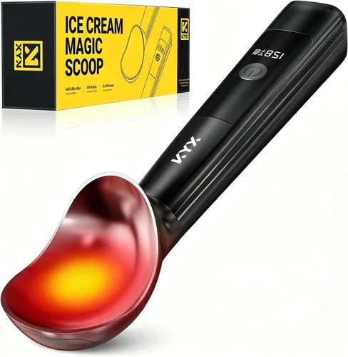 Vista 13 de KYX Cuchara de helado calentada recargable, cuchara eléctrica para helado Blanco