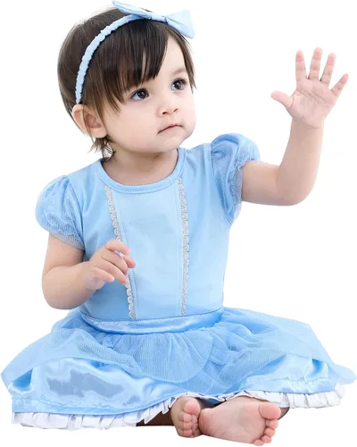 Vista 26 de Vestidos de princesa para niñas pequeñas, disfraz de mameluco para cumpleaños, Navidad, Halloween con diadema de 0 a 18 meses