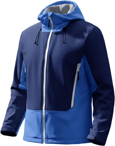 Vista 9 de Runcati Chaqueta Softshell para hombre, con forro polar, rompevientos, bloque de color, impermeable, con capucha, para senderismo